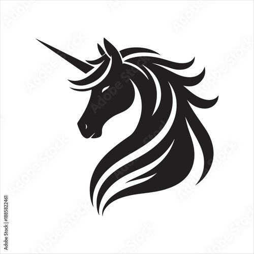 unicorn vector silhouette lien art logo design concept illustration