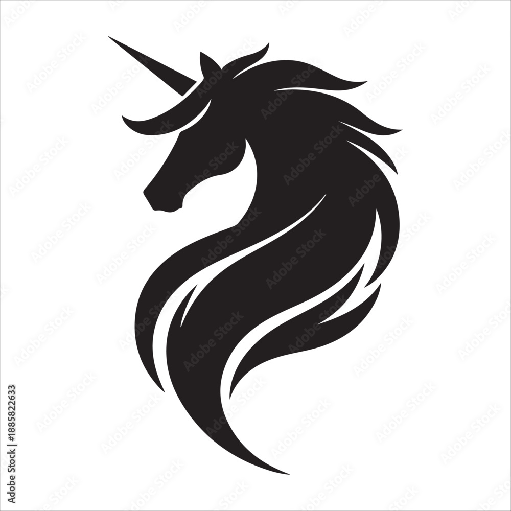 Fototapeta premium unicorn vector silhouette lien art logo design concept illustration