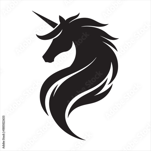 unicorn vector silhouette lien art logo design concept illustration