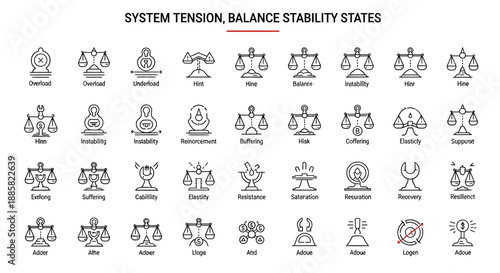 System Tension Balance Stability States Infographic Icons.