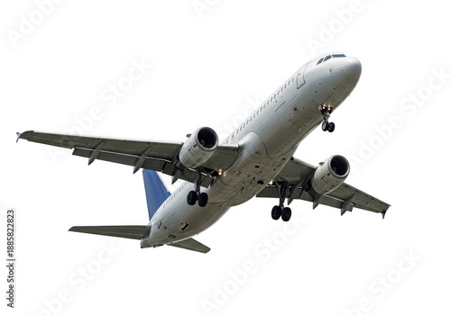Commercial airliner in flight isolated on transparent background