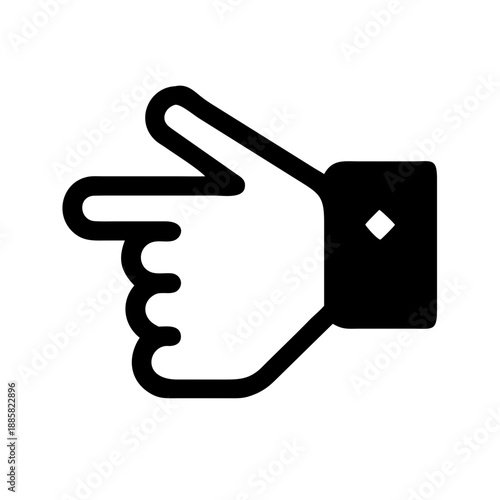 Pointing hand icon on white background isolated. Minimalist style for tech blogs and navigation interfaces discussing user experience, directional signs, or website interaction.