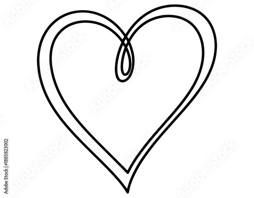 Minimalist silhouette illustration of an empty wooden swing hanging inside a large heart frame, concept for nostalgia, waiting for love, loneliness, and romantic memories.