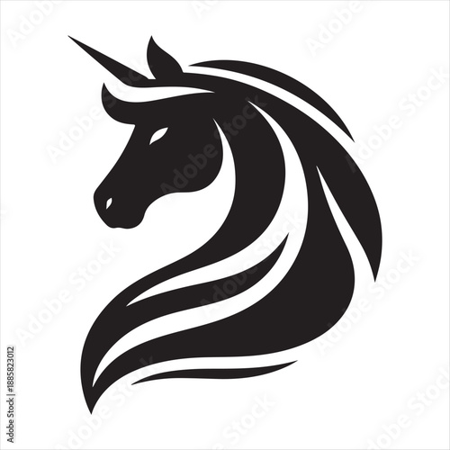 unicorn vector silhouette lien art logo design concept illustration