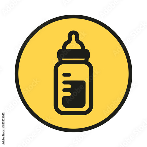 Simple line art illustration of a baby bottle depicting milk for newborn feeding
