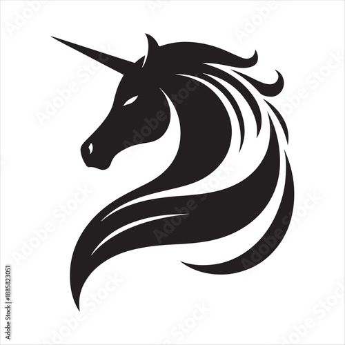 unicorn vector silhouette lien art logo design concept illustration