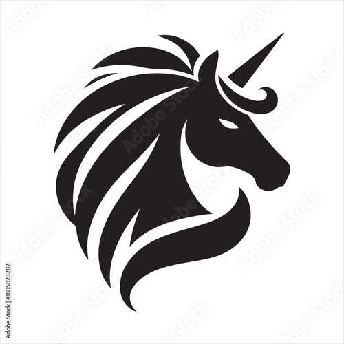 unicorn vector silhouette lien art logo design concept illustration