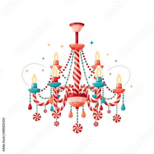 Christmas candy themed chandelier decoration
