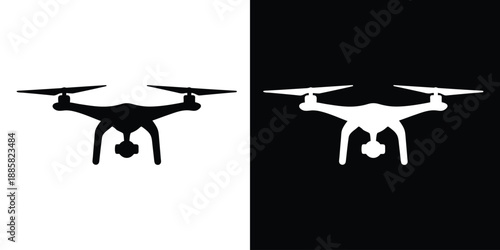 Drone vector silhouette, Drone camera icon