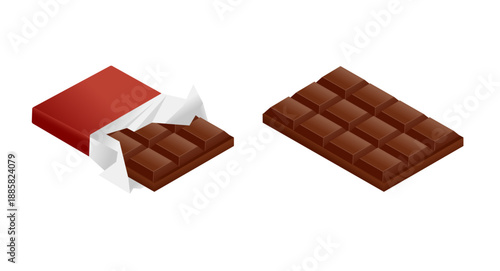 simple vector chocolate bar wrapped and unwrapped