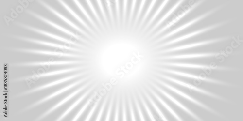 Sun rays. Grey background, white sun rays. Radial circle lines. Starburst pattern. Comic beam lines. Sun rays effect. vector modern.
