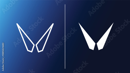 Origami bird symbols on gradient blue backgrounds minimalist graphic design elements