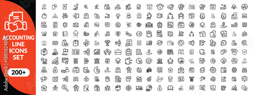 Accounting and taxes line icons collection. Big UI icon set in a flat design. Thin outline icons pack. big icon set . Vector illustration EPS10