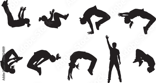 vector silhouettes of dancing girls