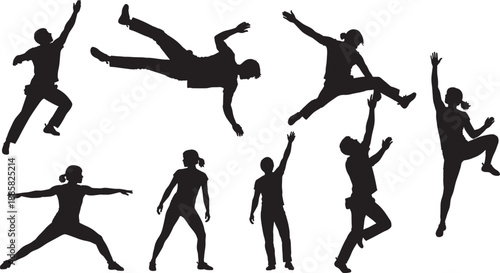 vector silhouettes of dancing people