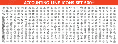 Accounting and taxes line icons collection. Big UI icon set in a flat design. Thin outline icons pack. big icon set . Vector illustration EPS10