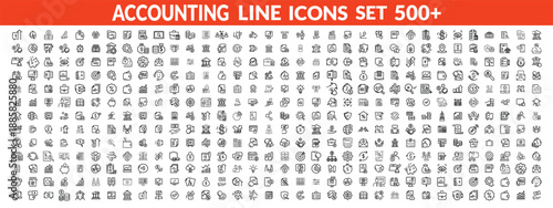 Accounting and taxes line icons collection. Big UI icon set in a flat design. Thin outline icons pack. big icon set . Vector illustration EPS10