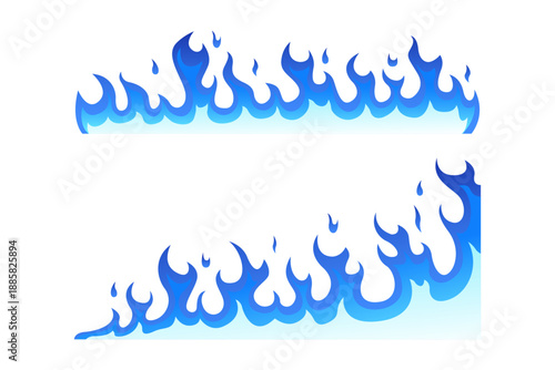 Blue flame vector illustration with smooth gradients, stylized fire shapes, and dynamic flowing edges, perfect for logos, banners, game assets, or modern graphic design elements.