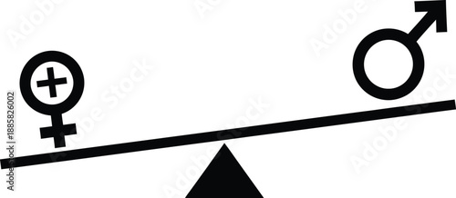 Gender equality symbol on seesaw