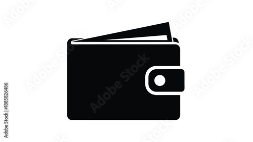 a black wallet with money inside depicted as a simple silhouette