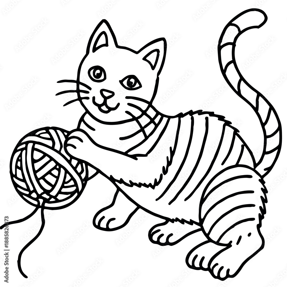 Fototapeta premium Cat-playing-with-yarn 