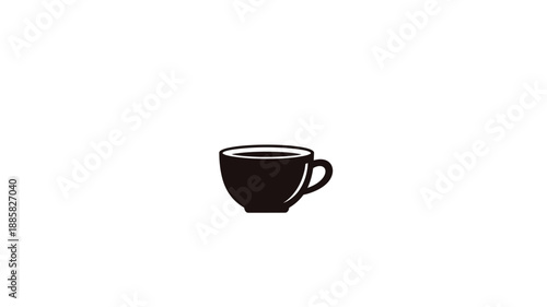 a simple black coffee cup with rising steam presented as a silhouette