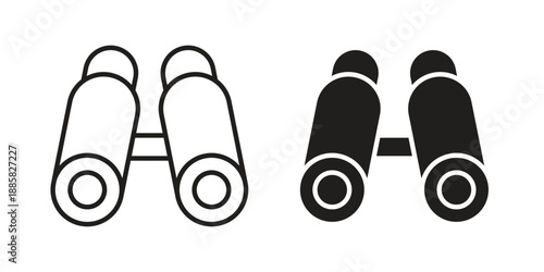 Binoculars icon elements. A modern flat and line icons set