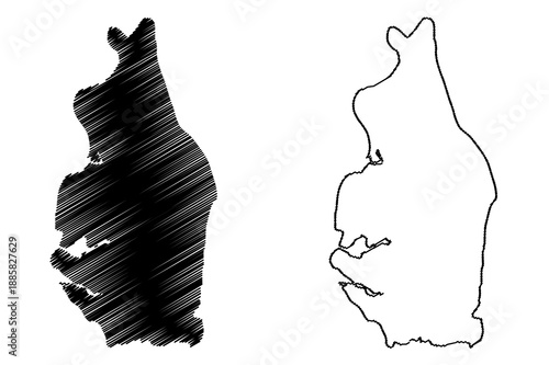 Maheshkhali island (People's Republic of Bangladesh) map vector illustration, scribble sketch Maheshkhali map