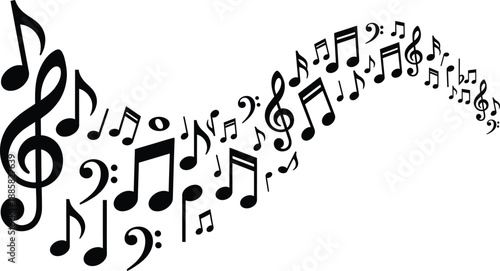 Musical Notes Melody Silhouette Vector Illustration