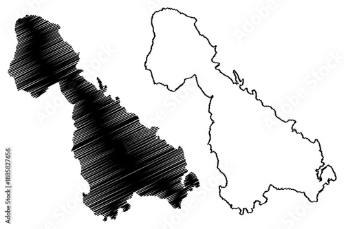 Malakula island (New Hebrides Archipelago, Republic of Vanuatu, Melanesia) map vector illustration, scribble sketch Malekula map