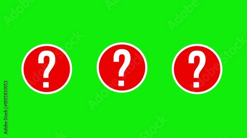 Wallpaper Mural Animated red circle white question mark symbol on green screen background Torontodigital.ca