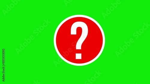 Wallpaper Mural Animated red circle white question mark symbol  on green screen background Torontodigital.ca