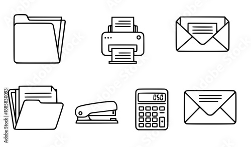 Office document outline icon vector collection