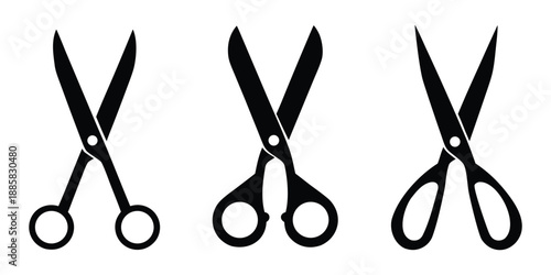 Scissor silhouette vector, barber tool icon, cutting tool vector, scissors icon vector