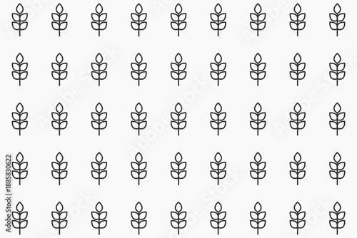 A hand-drawn seamless vector pattern features delicate wheat ears arranged in a repeating, decorative motif..