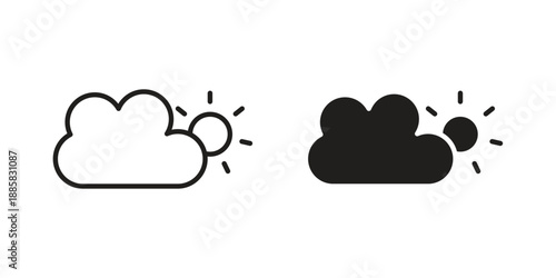 Cloudy Day icon elements. A modern flat and line icons set