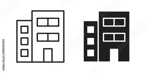Commercial building icon elements. A modern flat and line icons set