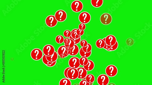 Wallpaper Mural Animated red circle white question mark symbol floating on green screen background Torontodigital.ca