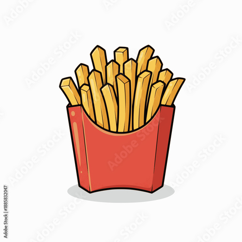 Delicious French fries in red box, crispy golden snack