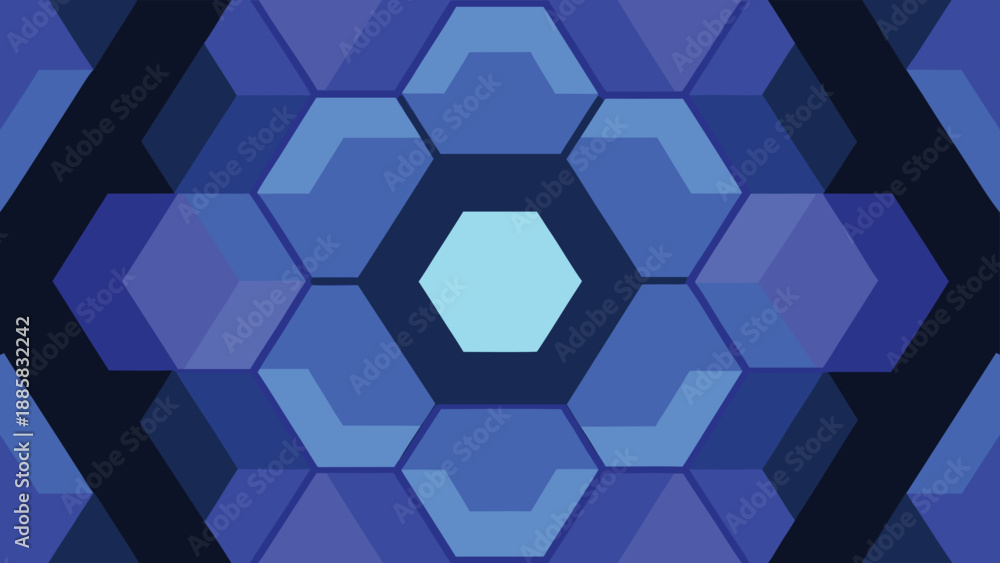 Obraz premium Hexagonal Pattern in Shades of Blue and Teal with Depth Effect geometric abstract
