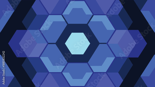 Hexagonal Pattern in Shades of Blue and Teal with Depth Effect geometric abstract