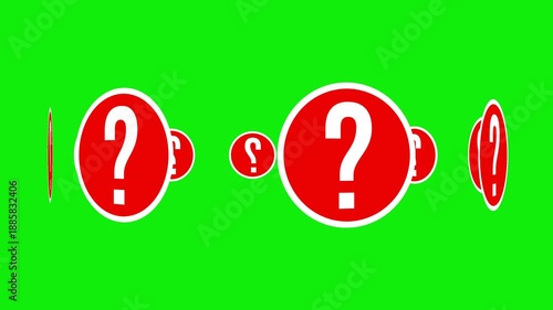 Wallpaper Mural Animated red circle white question mark symbol rotating on green screen background Torontodigital.ca