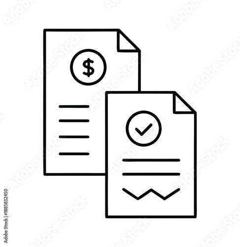 税務請求書アイコンベクターイラスト – 請求書、税金支払い、会計、領収書、財務記録のシンボル