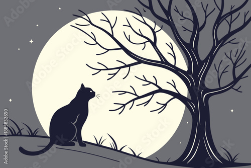 cat and moon