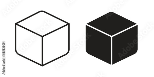 Cube icon elements. A modern flat and line icons set