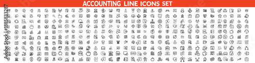 Accounting and taxes line icons collection. Big UI icon set in a flat design. Thin outline icons pack.  icon set design .