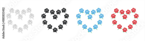 heart-shaped flower vector, love icon, favorite symbol