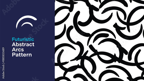 Black outline pattern of repeating brush stroke arc shapes