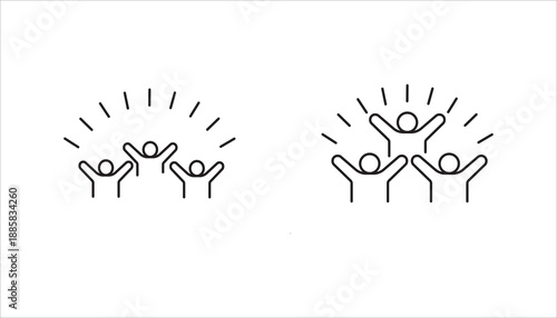 group happy people icon set, party friends, joy expression feeling, vector illustration on white background