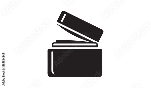 Icon of an open cigarette lighter in black silhouette on a white background